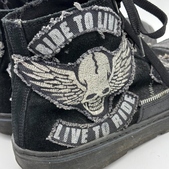 Vintage Cream Soda High Tops Black Sneakers Motorcycle Ride To Live To Ride - 9 - Picture 5 of 10